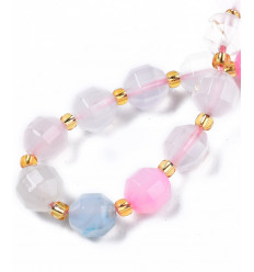 8x7mm - agate teintée pastel - Chapelet pierre