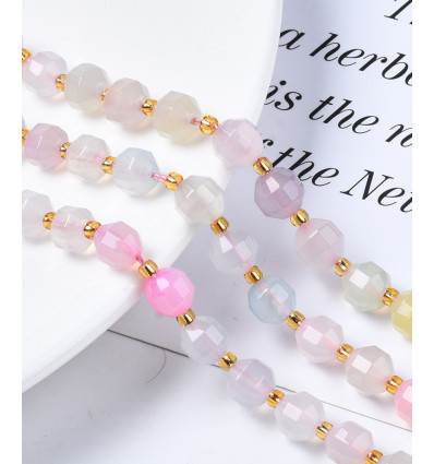 8x7mm - agate teintée pastel - Chapelet pierre