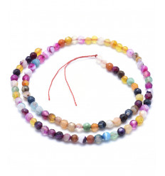 6mm - agate teintée multicolore - Chapelet pierre