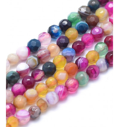 6mm - agate teintée multicolore - Chapelet pierre