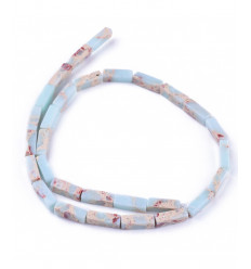 Perles rectangles - jaspe impérial synthétiques - chapelet pierres