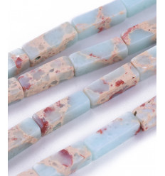 Perles rectangles - jaspe impérial synthétiques - chapelet pierres