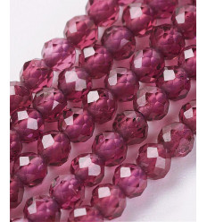 2mm - Chapelet pierre facette - grenat