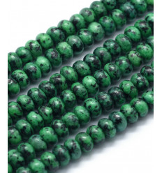 4x6mm - jaspe sésame & kiwi - chapelet pierres rondelles