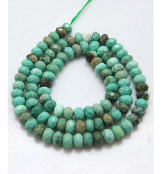 4x6mm - Pierre agate teintée verte - chapelet rondelles