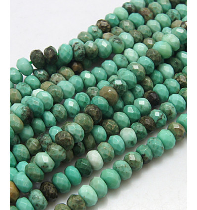 4x6mm - Pierre agate teintée verte - chapelet rondelles