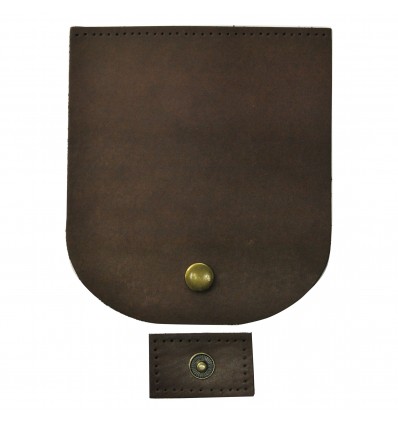 Rabat de sac en cuir marron avec pression