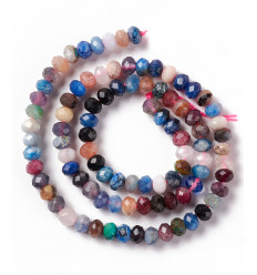 4x6mm - Pierre naturelle multicolore - chapelet rondelles