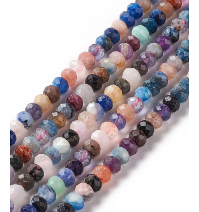 4x6mm - Pierre naturelle multicolore - chapelet rondelles