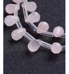 Quartz rose à facettes - Goutte