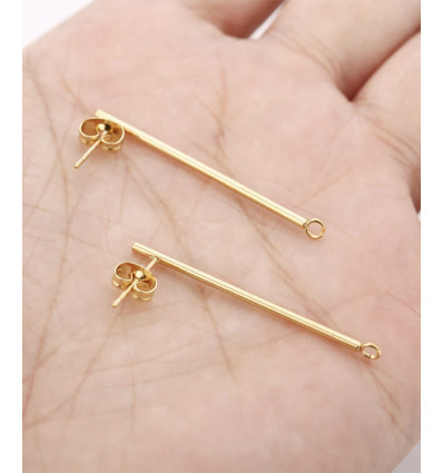 Support tige en acier pour boucles d'oreilles (2pcs)