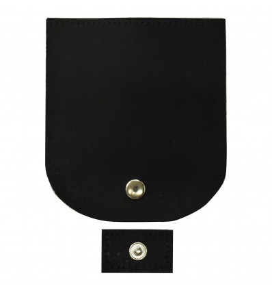 Rabat de sac en cuir noir avec pression