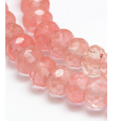 8x5mm - quartz cerise - Chapelet pierre