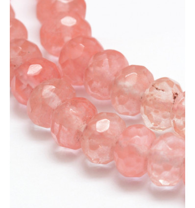 8x5mm - quartz cerise - Chapelet pierre