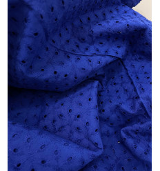 Tissu broderie anglaise - bleu électrique