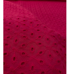 Tissu broderie anglaise - fushia