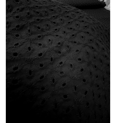 Tissu broderie anglaise - noir