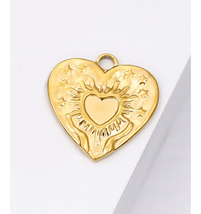 pendentif coeur gravé en acier inoxydable (1pc)