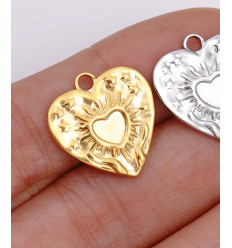 pendentif coeur gravé en acier inoxydable (1pc)