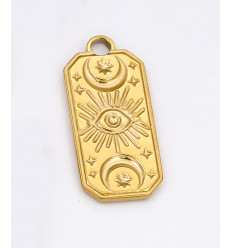 pendentif cartouche avec oeil en acier inoxydable (1pc)