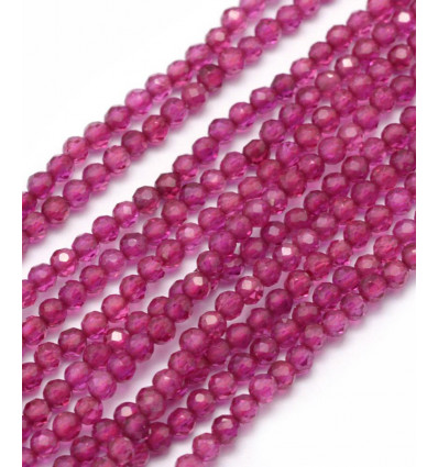 2mm - corindon rubis facetté - Chapelet pierre