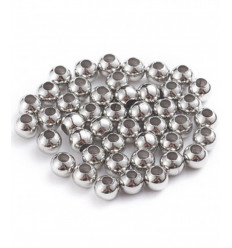 6mm - sachet +/- 100 perles acier inox.
