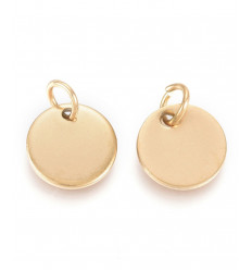 10mm - Pendentif pastille inoxydable (1pc)
