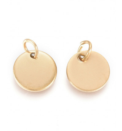 10mm - Pendentif pastille inoxydable (1pc)