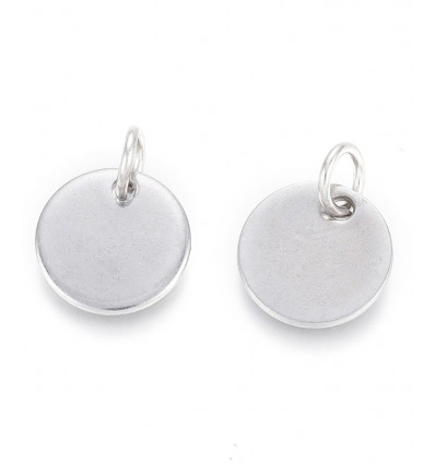 10mm - Pendentif pastille inoxydable (1pc)
