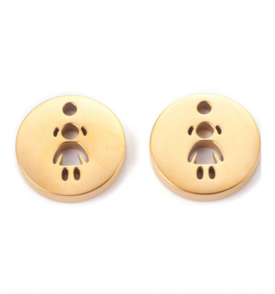 Pendentif pastille inoxydable - petite fille (1pc)