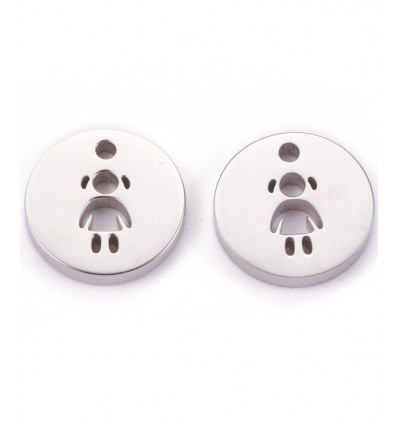 Pendentif pastille inoxydable - petite fille (1pc)