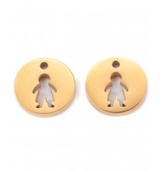 Pendentif pastille inoxydable - petit garçon