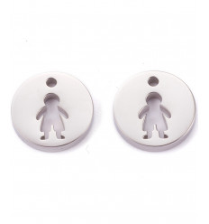 Pendentif pastille inoxydable - petit garçon (1pc)