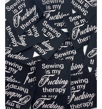 SEWING is my F*** Therapy - Étiquette tissée à coudre
