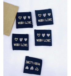 With Love - Étiquette tissée à coudre