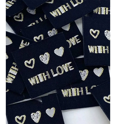 With Love - Étiquette tissée à coudre