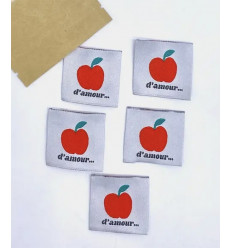 Pomme d'amour - Étiquette tissée à coudre