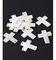 Pendentif grosse croix en nacre 30x26mm(1pc)