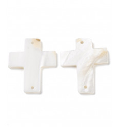 Pendentif grosse croix en nacre 30x26mm(1pc)