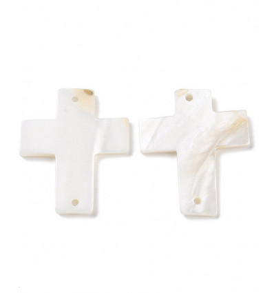 Pendentif grosse croix en nacre 30x26mm(1pc)