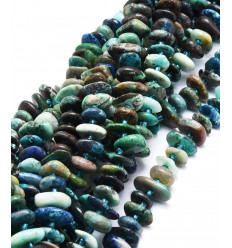 Lapis lazuli et chrysocolle - perle plateau en chapelet