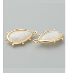 pendentif larme sertie avec minis billes en pierre de lune