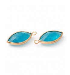 pendentif larme sertie en jade teintée