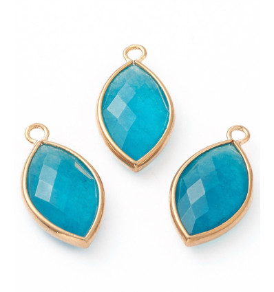 pendentif larme sertie en jade teintée