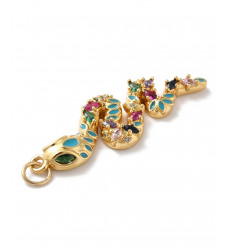 Pendentif grand serpent avec zirconium de couleur