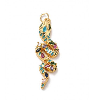 Pendentif grand serpent avec zirconium de couleur