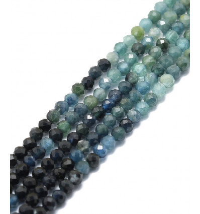 2mm - tourmaline bleu - Chapelet pierre