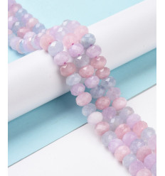 8x5mm - aigue-marine naturelles et quartz rose et améthyste - Chapelet pierre