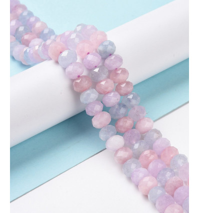 8x5mm - aigue-marine naturelles et quartz rose et améthyste - Chapelet pierre
