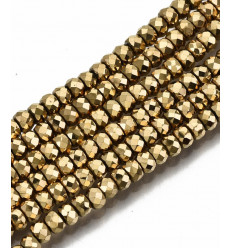 3.5x2.5mm - chapelet hématite synthétique dorée à l'or fin